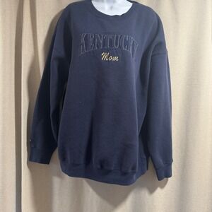 Jansport 'Kentucky Mom' Sweatshirt Navy Blue Embroidered Graphic XXL Made USA
